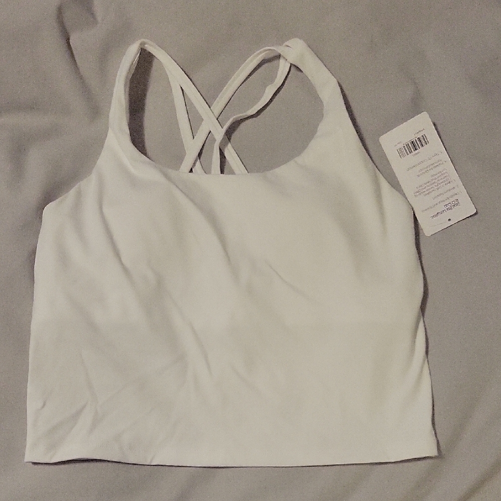 NWOT White Strappy Crop Top With Built-in Bra